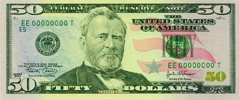 photo of the new redesigned 50 dollar bill